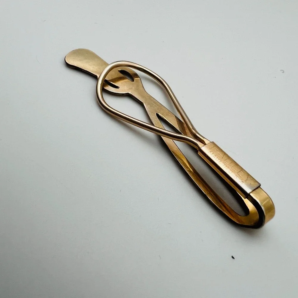 Vintage Hadley Tie Bar Gold Tone Knot Design Classic Business Made in‎ USA